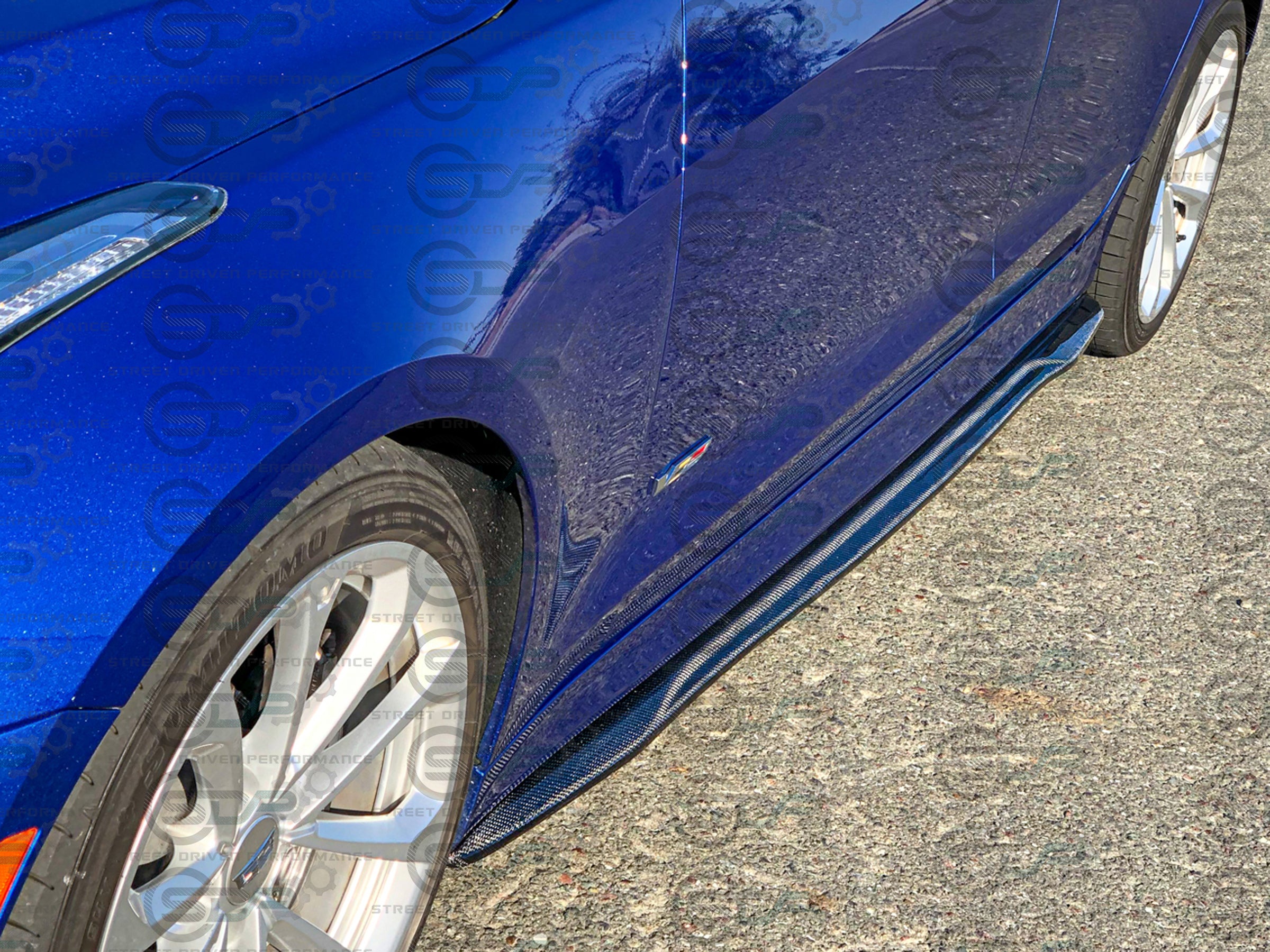 2016-2019 CADILLAC ATS-V CARBON FIBER FRONT SPLITTER & SIDE SKIRTS ROCKER PANELS GROUND EFFECTS
